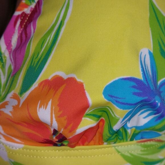 Islander Hawaiian Print Yellow Bikini Top Size 10 NWOT - Picture 4 of 10